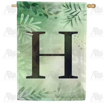 Lush Leaves Monogram House Flag