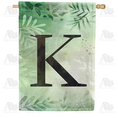 Lush Leaves Monogram House Flag