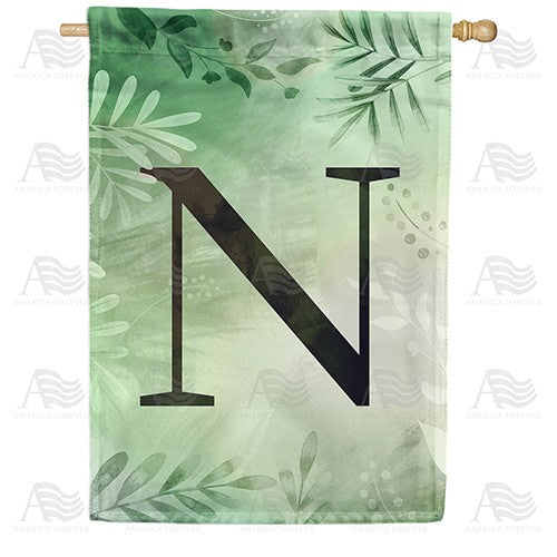 Lush Leaves Monogram House Flag