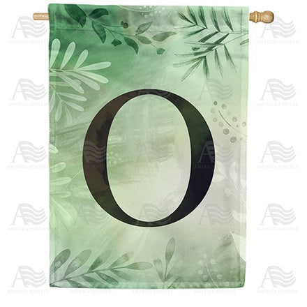 Lush Leaves Monogram House Flag