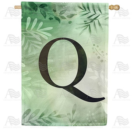 Lush Leaves Monogram House Flag