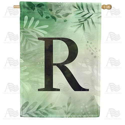 Lush Leaves Monogram House Flag