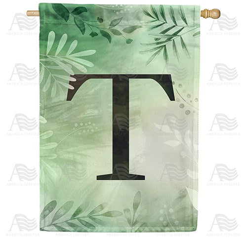 Lush Leaves Monogram House Flag