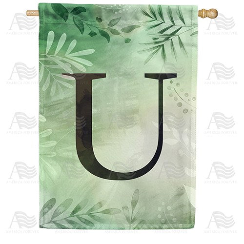 Lush Leaves Monogram House Flag