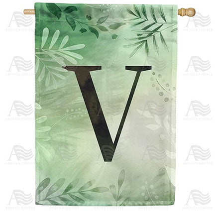 Lush Leaves Monogram House Flag