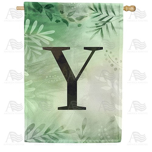 Lush Leaves Monogram House Flag