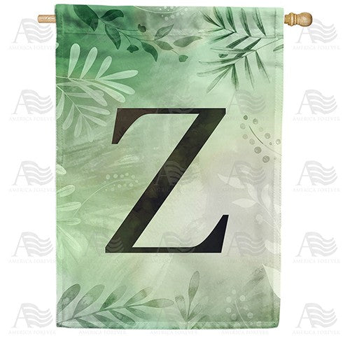 Lush Leaves Monogram House Flag