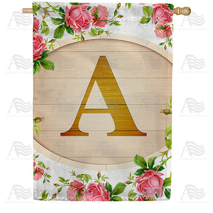 Country Roses Monogram House Flag