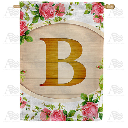 Country Roses Monogram House Flag