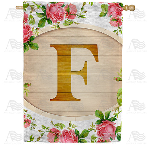 Country Roses Monogram House Flag