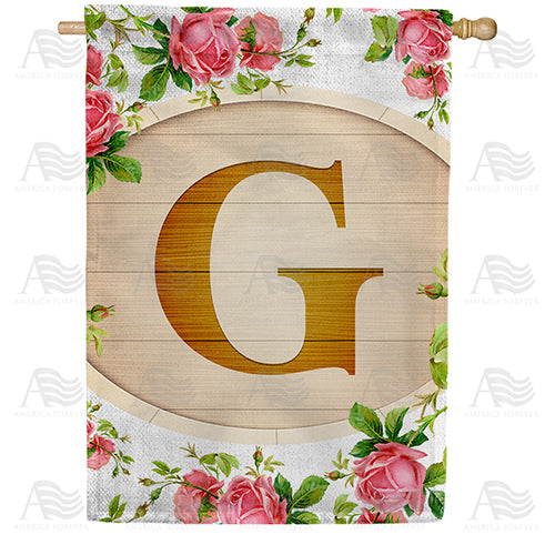 Country Roses Monogram House Flag