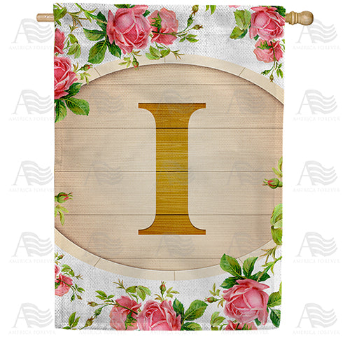 Country Roses Monogram House Flag