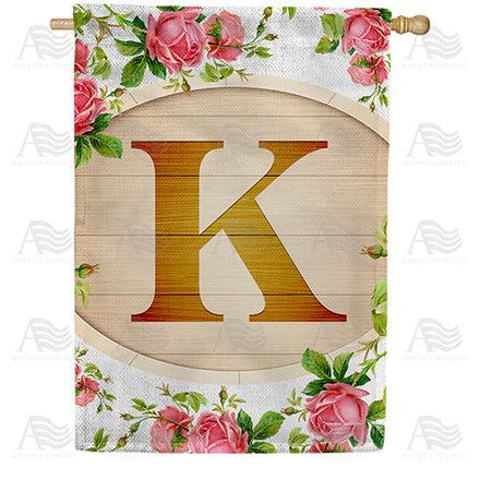 Country Roses Monogram House Flag