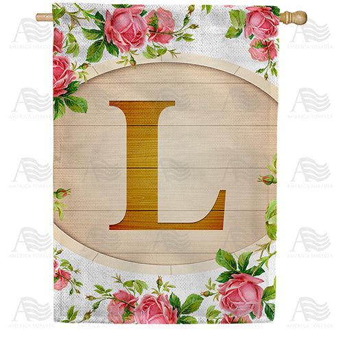 Country Roses Monogram House Flag