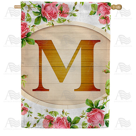 Country Roses Monogram House Flag