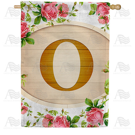 Country Roses Monogram House Flag