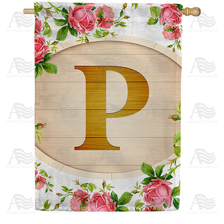 Country Roses Monogram House Flag