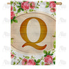 Country Roses Monogram House Flag