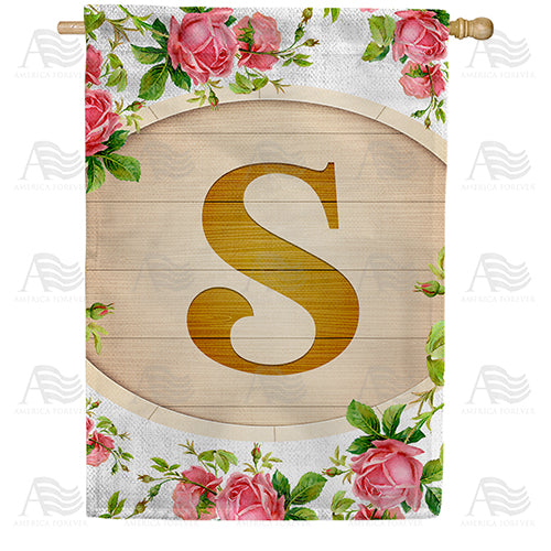 Country Roses Monogram House Flag