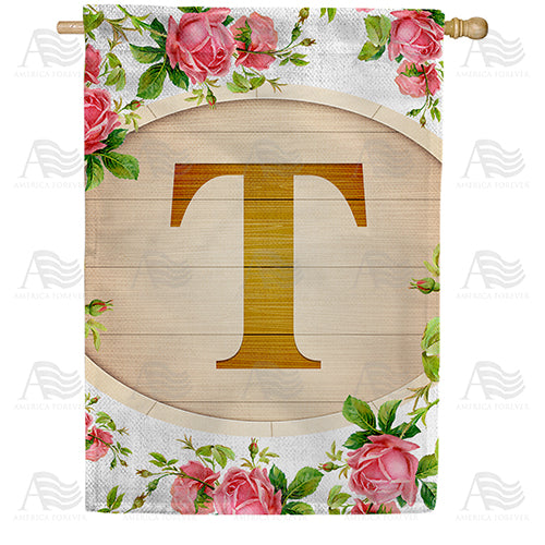 Country Roses Monogram House Flag