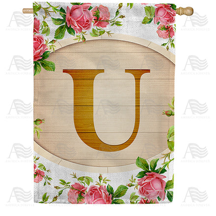 Country Roses Monogram House Flag