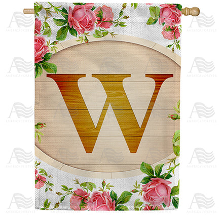 Country Roses Monogram House Flag