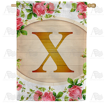 Country Roses Monogram House Flag