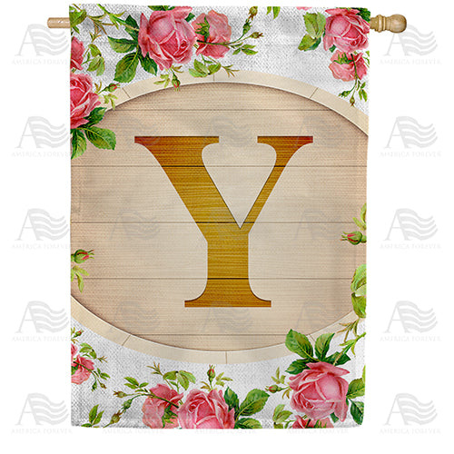 Country Roses Monogram House Flag