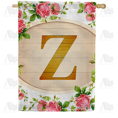 Country Roses Monogram House Flag