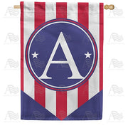 Red, White And Blue Emblem Monogram House Flag