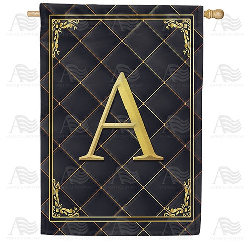 Quilted Royalty Monogram House Flag