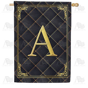 Quilted Royalty Monogram House Flag