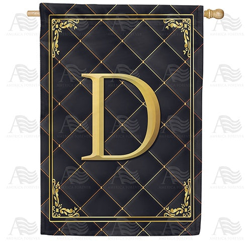 Quilted Royalty Monogram House Flag