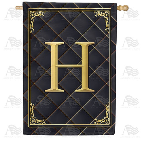 Quilted Royalty Monogram House Flag