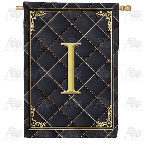 Quilted Royalty Monogram House Flag