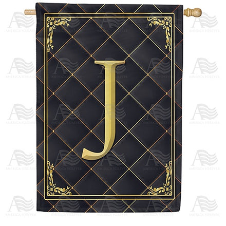 Quilted Royalty Monogram House Flag