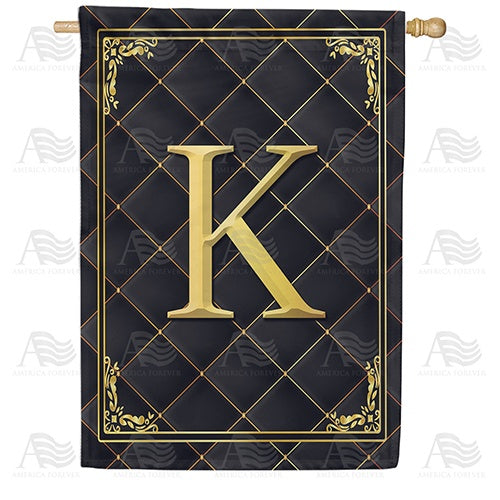 Quilted Royalty Monogram House Flag