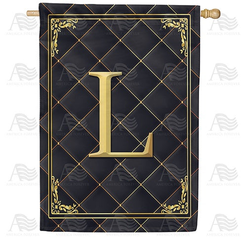 Quilted Royalty Monogram House Flag