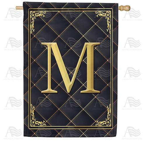 Quilted Royalty Monogram House Flag