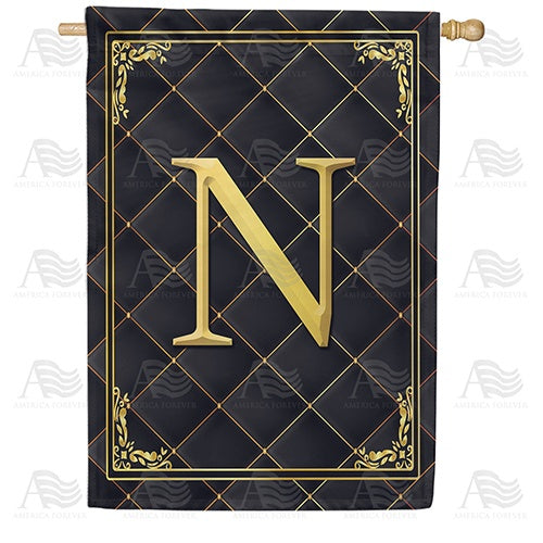 Quilted Royalty Monogram House Flag