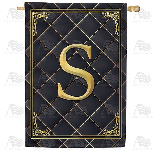 Quilted Royalty Monogram House Flag