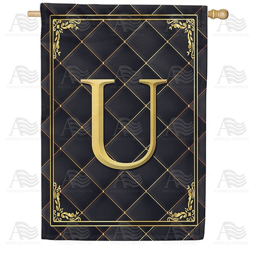 Quilted Royalty Monogram House Flag