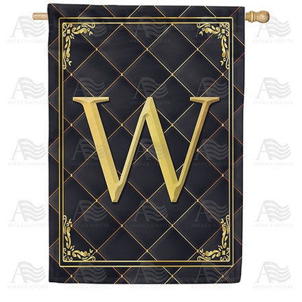 Quilted Royalty Monogram House Flag