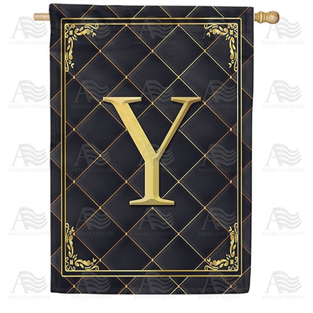 Quilted Royalty Monogram House Flag