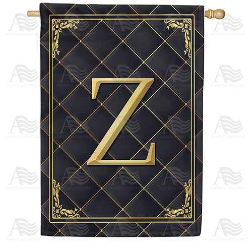 Quilted Royalty Monogram House Flag