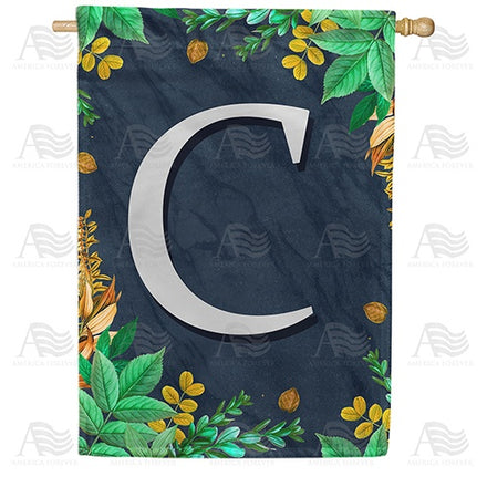 Fern On Slate Monogram House Flag