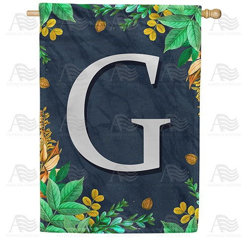 Fern On Slate Monogram House Flag