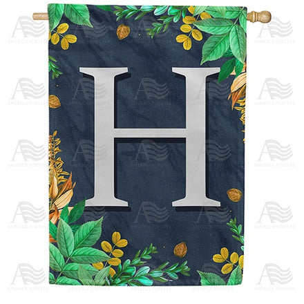 Fern On Slate Monogram House Flag