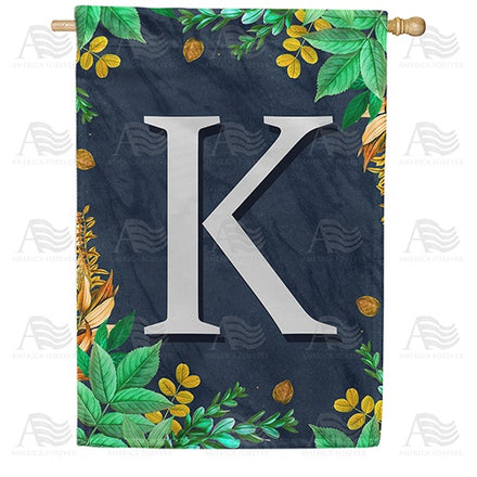 Fern On Slate Monogram House Flag