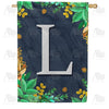 Fern On Slate Monogram House Flag